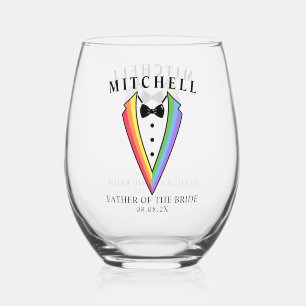Verre À Vin Sans Pied Mariage Tuxedo père de la mariée gay LGBTQ+