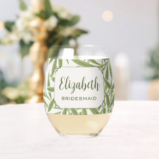 Verre À Vin Sans Pied Mariage Vintage, motif feuilles de saule victorien