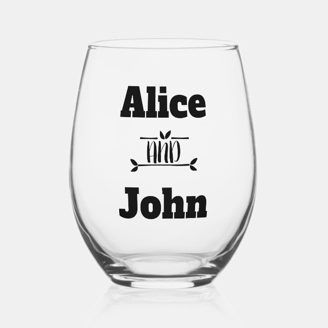 Verre À Vin Sans Pied Mariée mariage et mariée noire (Recto)