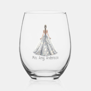Verre À Vin Sans Pied Mariée Mme Mariage robe nuptiale Cadeau personnali