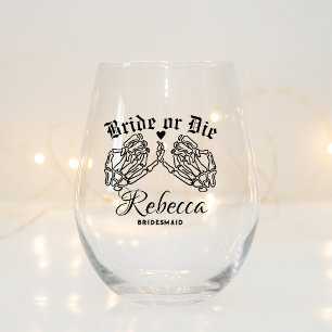 Verre À Vin Sans Pied Mariée Ou Mort Femme D'Epouse Personnalisée Jusqu'