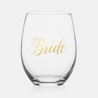 Verre À Vin Sans Pied Mariée Paillettes dorées mariage
