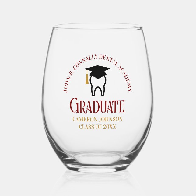 Verre À Vin Sans Pied Maroon Dental School Custom Dentist Graduation (Recto)