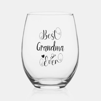 Verre À Vin Sans Pied Meilleur Grandma jamais mignonne Typographie moder
