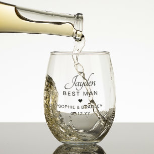 Verre À Vin Sans Pied Meilleur homme Nom personnalisé Fête de mariage