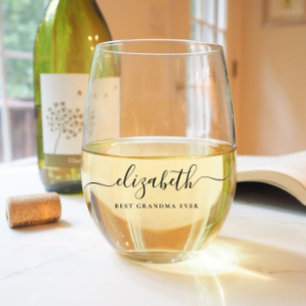 Verre À Vin Sans Pied Meilleur Monogramme de script grand format