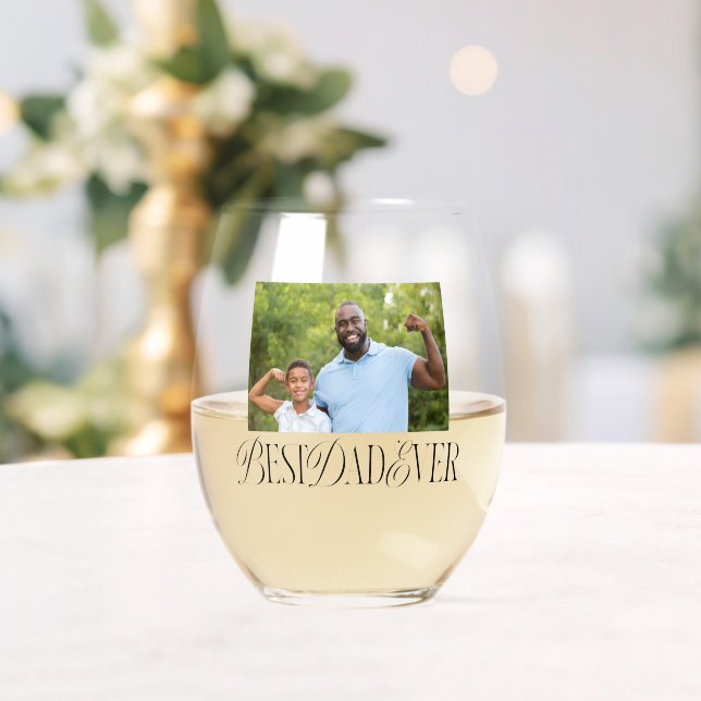 Verre À Vin Sans Pied Meilleur papa jamais Typographie Photo (Insitu (Mariage))