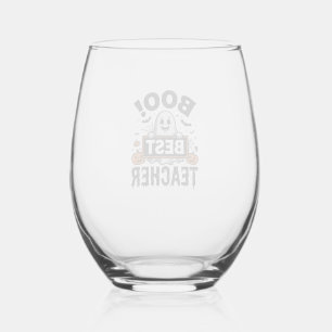 Verre À Vin Sans Pied Meilleur Professeur Boo Design Halloween Vintage_
