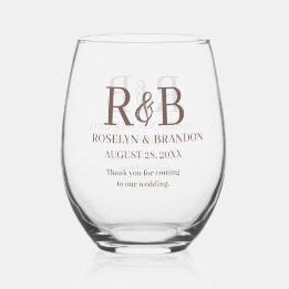 Verre À Vin Sans Pied Merci Monogramme personnalisé en faveur de mariage