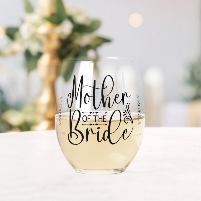 Verre À Vin Sans Pied Mère de la mariée FlowScript Personnalisé (Insitu (Mariage))