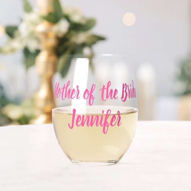 Verre À Vin Sans Pied Mère de la mariée Mariage rose (Insitu (Mariage))