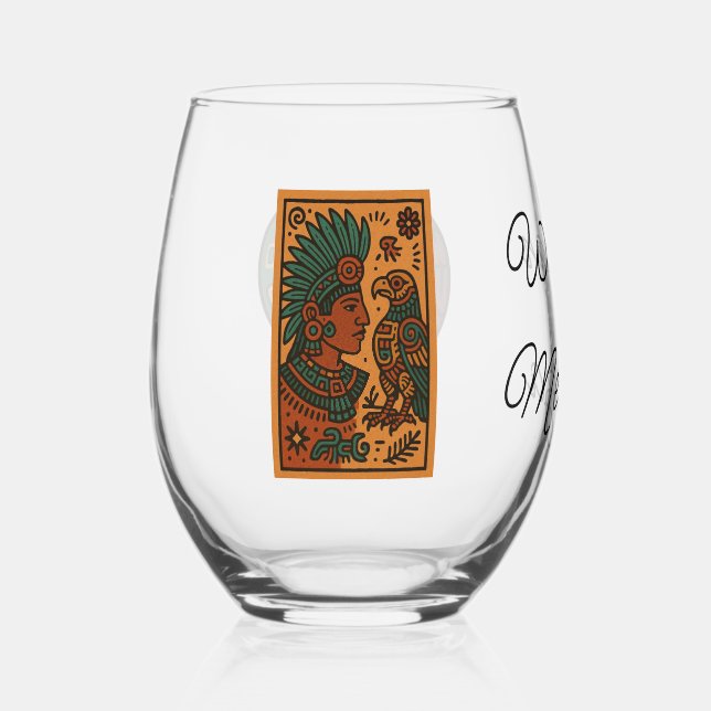 Verre À Vin Sans Pied Mesoamerican Emperor Medallion Aztec/Mayan Person (Recto)