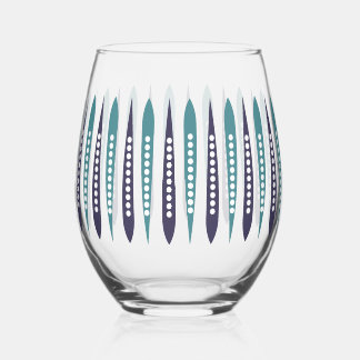 Verre À Vin Sans Pied Minimal bleu rétro inspiré