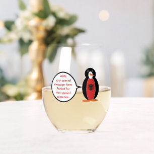 Verre À Vin Sans Pied Mme Pingouin personnalisée Albanie