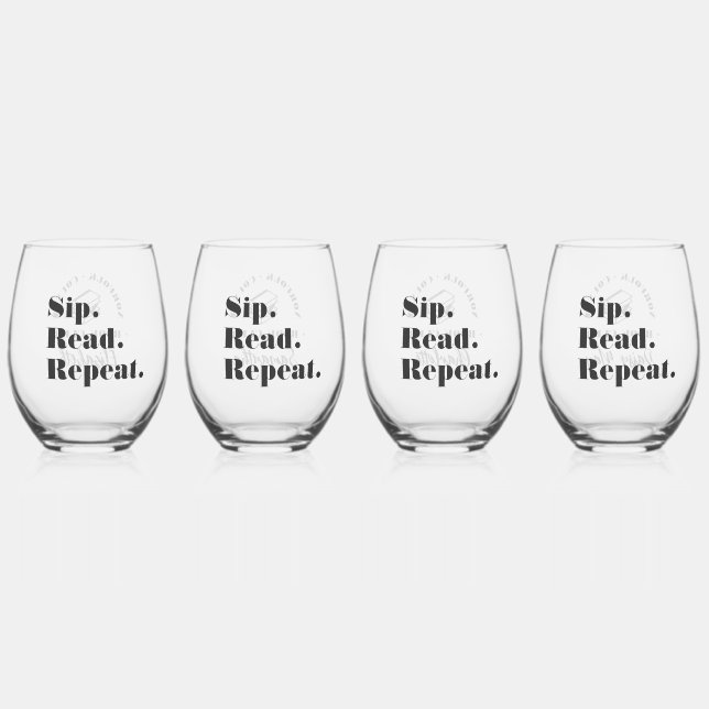 Verre À Vin Sans Pied Modern Book Club Funny Nom personnalisé (Recto)