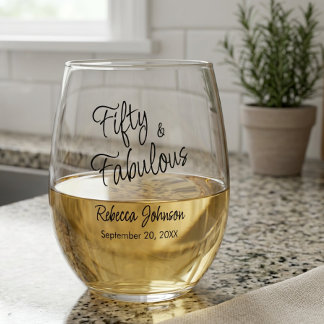 Verre À Vin Sans Pied Modern Fifty and Fabulous Bold 50th Birthday Party
