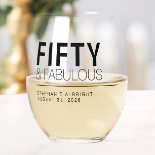 Verre À Vin Sans Pied Moderne Cinquante ans et Fantastique Fête d'annive