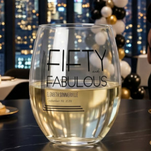 Verre À Vin Sans Pied Moderne Cinquante ans et Fantastique Fête d'annive