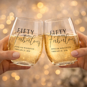 Verre À Vin Sans Pied Moderne Cinquante ans et Incroyable Fête d'anniver