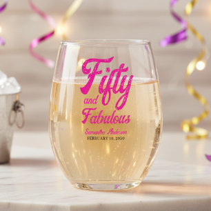 Verre À Vin Sans Pied Moderne Cinquante ans et Incroyable Fête d'anniver