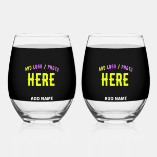 VERRE À VIN SANS PIED MODERNE ET MODERNE PERSONNALISABLE NOIR VÉRIFIÉ