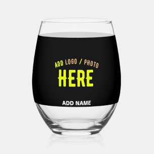 VERRE À VIN SANS PIED MODERNE ET MODERNE PERSONNALISABLE NOIR VÉRIFIÉ