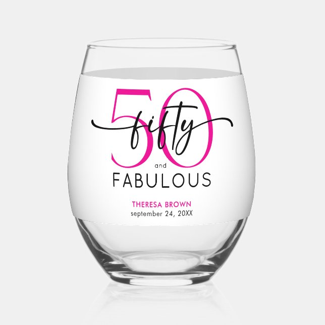 Verre À Vin Sans Pied Moderne Minimaliste Rose Cinquante Ans Fantastique (Recto)