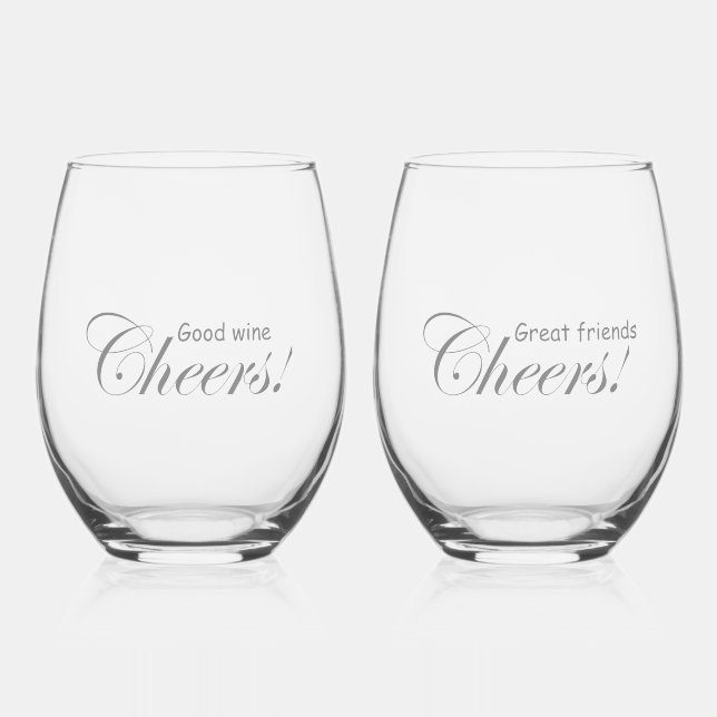 Verre À Vin Sans Pied Moderne Personnalisé Bon Vin Bons Amis Bravo! (Recto)