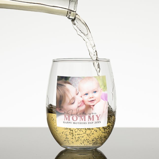 Verre À Vin Sans Pied Mommy photo personnalisée (Créateur téléchargé)