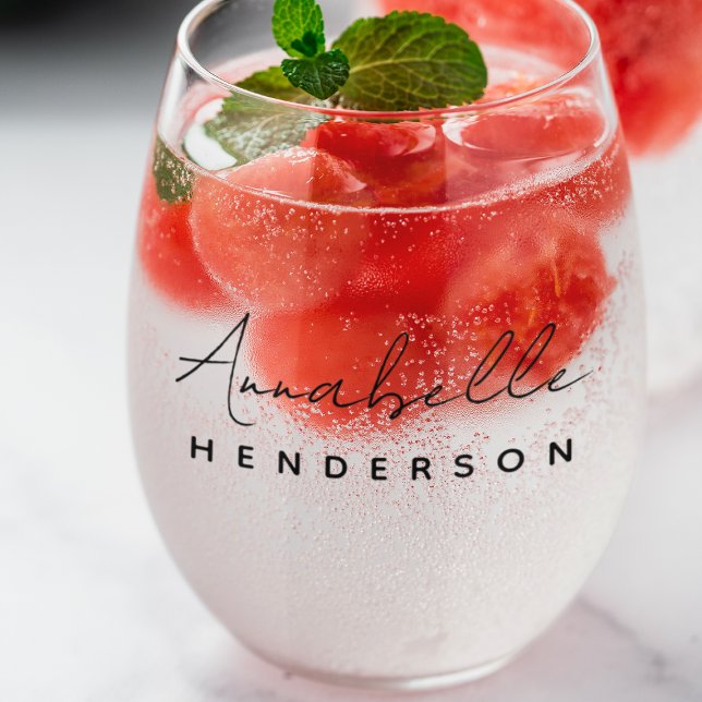 Verre À Vin Sans Pied Monogram | Minimalist stylish (Créateur téléchargé)