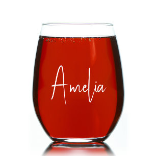 Verre À Vin Sans Pied Monogramme blanc chic