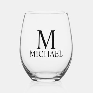 Verre À Vin Sans Pied Monogramme et nom personnalisés modernes