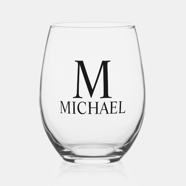 Verre À Vin Sans Pied Monogramme et nom personnalisés modernes (Recto)