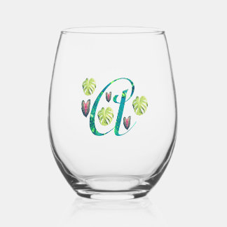 Verre À Vin Sans Pied Monstera arrangé Alphabet
