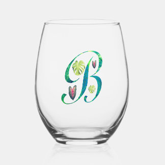 Verre À Vin Sans Pied Monstera arrengé alphabet B