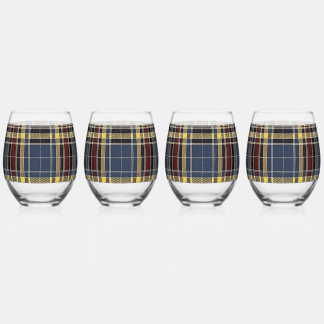 Verre À Vin Sans Pied Motif écossais de Tartan