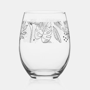 Verre À Vin Sans Pied Motif tropical d'été dessiné à la main