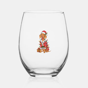 Verre À Vin Sans Pied Noël à Père Noël Vizsla Chien de Noël