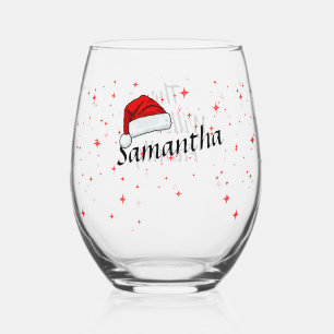 Verre À Vin Sans Pied Noël père Noël casquette Personnalisé Cadeaux en v