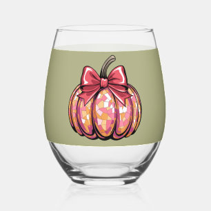 Verre À Vin Sans Pied Nœud Coquette Rétro Citrouille Vibrations d'Automn