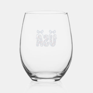 Verre À Vin Sans Pied Nœud Floral USA Design Vectoriel Patriotique_1