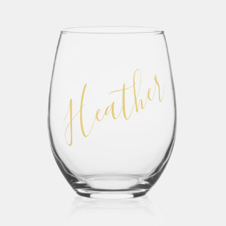 Verre À Vin Sans Pied Nom de calligraphie or bridesservateur cadeau pers