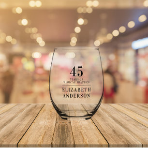 Verre À Vin Sans Pied Nom de date noir minimal de l'anniversaire élégant