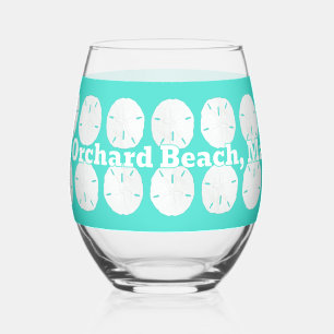Verre À Vin Sans Pied Nom de la plage Dollars de sable Turquoise