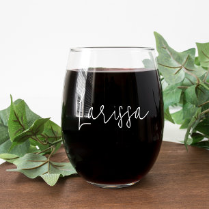 Verre À Vin Sans Pied Nom de script moderne Bachelorette fête de mariée