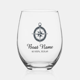 Verre À Vin Sans Pied Nom du bateau nautique