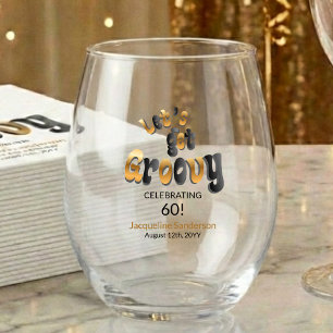 Verre À Vin Sans Pied Nom funky rétro pour 60e anniversaire