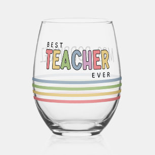 Verre À Vin Sans Pied Nom personnalisé Colorful Enseignant Appréciation 