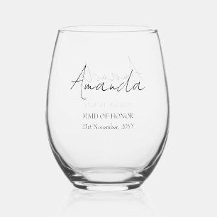 Verre À Vin Sans Pied Nom personnalisé Demoiselle d'honneur Merci