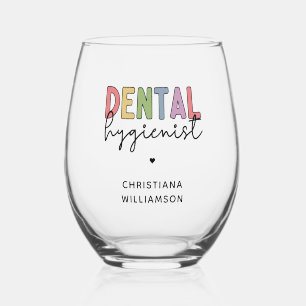 Verre À Vin Sans Pied Nom personnalisé Dental Hygienist RDH Cadeaux
